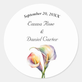Elegante Waterverf Calla Lelies Romantische Bloeme Ronde Sticker