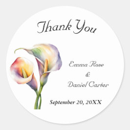 Elegante Waterverf Calla Lelies Romantische Bloeme Ronde Sticker