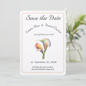 Elegante Waterverf Calla Lelies Romantische Bloeme Save The Date (Staand voorkant)