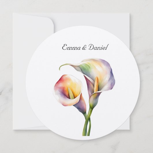 Elegante Waterverf Calla Lelies Romantische Bloeme Save The Date (Achterkant)