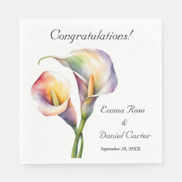 Elegante Waterverf Calla Lelies Romantische Bloeme Servet