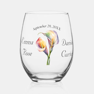 Elegante Waterverf Calla Lelies Romantische Bloeme Wijnglas Zonder Voet