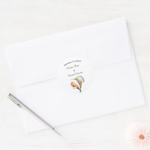 Elegante Waterverf Calla Lilies Romantisch Bloemmo Ronde Sticker