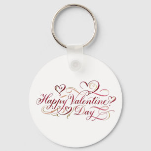 Elegante waterverf-calligrafie Gelukkige Valentijn Sleutelhanger