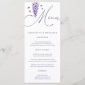 Elegante Waterverf Calligrafie Wisteria Wedding Menu (Voorkant)
