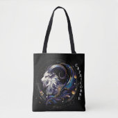 Elegante Waterverf Capricorne Zodiac Black Tote Bag (Voorkant)