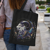 Elegante Waterverf Capricorne Zodiac Black Tote Bag