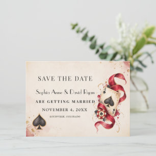 Elegante Waterverf Casino Nacht Bordeaux Huwelijk Save The Date