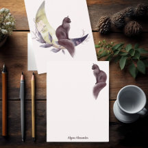 Elegante Waterverf Cat op Moon Girly Pink