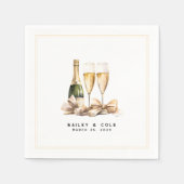 Elegante Waterverf Champagne Bow Bruiloft Servet (Voorkant)