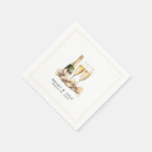 Elegante Waterverf Champagne Bow Bruiloft Servet (Hoek)