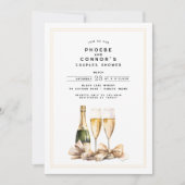 Elegante Waterverf Champagne Bow Couples Douche Kaart (Voorkant)