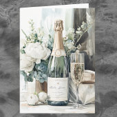 Elegante Waterverf Champagne Happy Jubileum Kaart