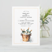 Elegante Waterverf Champagne Toast Couples Douche Kaart (Staand voorkant)