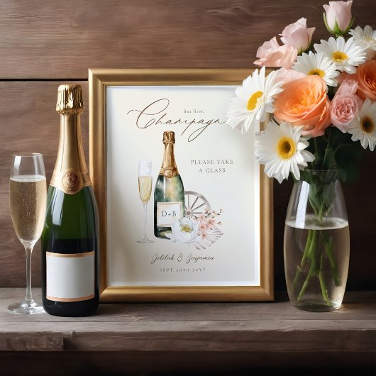 Elegante Waterverf Champagne Westerne bruiloft Poster