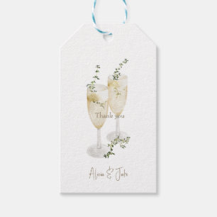 Elegante Waterverf champagneglazen bruiloft Cadeaulabel