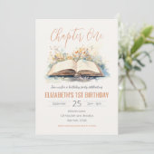 Elegante Waterverf Chapter One Storybook Verjaarda Kaart (Staand voorkant)