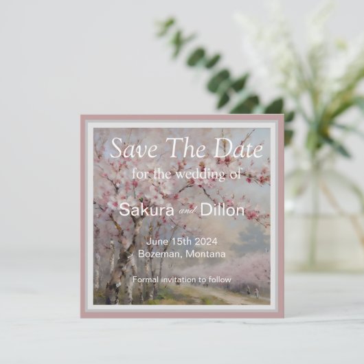 Elegante Waterverf Cherry Blossom Save The Date (Staand voorkant)