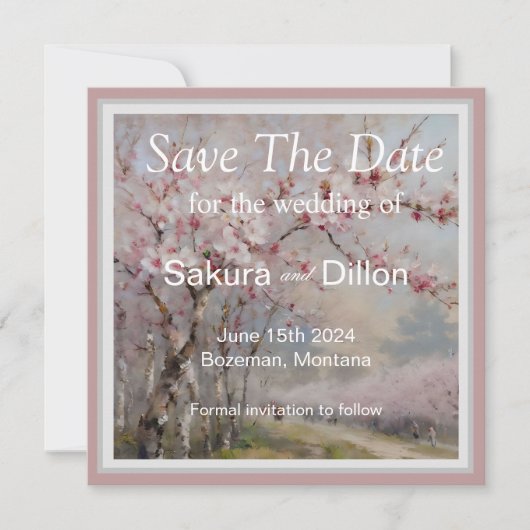 Elegante Waterverf Cherry Blossom Save The Date (Voorkant)