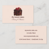 Elegante waterverf chocoladetaart dessert visitekaartje (Voorkant / Achterkant)