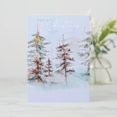 Elegante Waterverf Christmas Pine Forest Feestdagenkaart (Staand voorkant)