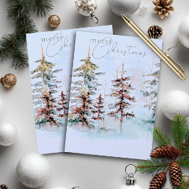 Elegante Waterverf Christmas Pine Forest Feestdagenkaart