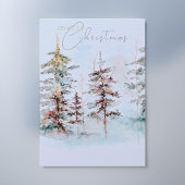 Elegante Waterverf Christmas Pine Forest Feestdagenkaart