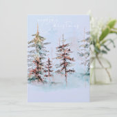 Elegante Waterverf Christmas Pine Forest Feestdagenkaart (Staand voorkant)
