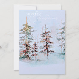 Elegante Waterverf Christmas Pine Forest Feestdagenkaart
