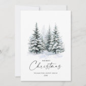 Elegante Waterverf Christmas Pine Tree Corporate Feestdagenkaart (Voorkant)