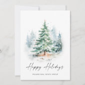 Elegante Waterverf Christmas Pine Tree Corporate Feestdagenkaart (Voorkant)