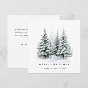 Elegante Waterverf Christmas Pine Tree Corporate Feestdagenkaart