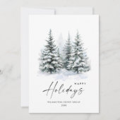 Elegante Waterverf Christmas Pine Tree Corporate Feestdagenkaart (Voorkant)