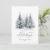 Elegante Waterverf Christmas Pine Tree Corporate Feestdagenkaart (Staand voorkant)