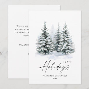 Elegante Waterverf Christmas Pine Tree Corporate Feestdagenkaart