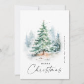 Elegante Waterverf Christmas Pine Tree Corporate Feestdagenkaart (Voorkant)