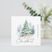 Elegante Waterverf Christmas Pine Tree Corporate Feestdagenkaart (Staand voorkant)