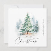 Elegante Waterverf Christmas Pine Tree Corporate Feestdagenkaart (Voorkant)