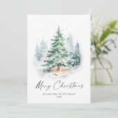 Elegante Waterverf Christmas Pine Tree Corporate Feestdagenkaart (Staand voorkant)
