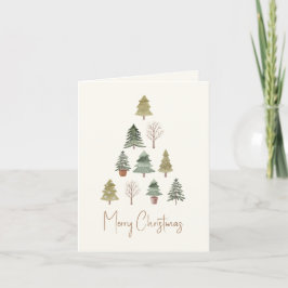 Elegante Waterverf Christmas Pine Trees Non Foto Feestdagen Kaart