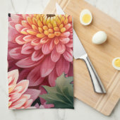 Elegante Waterverf Chrysanten Theedoek (Quarter Fold)