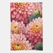 Elegante Waterverf Chrysanten Theedoek (Verticaal)