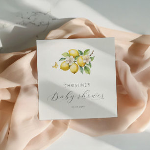 Elegante Waterverf Citroen Baby Shower Servet