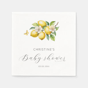 Elegante Waterverf Citroen Baby Shower Servet