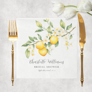 Elegante waterverf citroen bruiloftsborrel servet