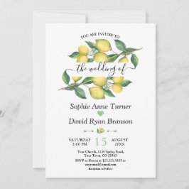 Elegante Waterverf Citroen Mediterraanse Huwelijk Kaart