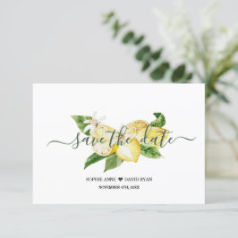 Elegante Waterverf Citroen Tropische Huwelijksschr Save The Date