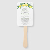 Elegante waterverf citroenen bloeien trouwprogramm handwaaier (Voorkant)