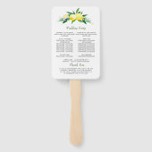 Elegante waterverf citroenen bloeien trouwprogramm handwaaier (Achterkant)