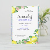 Elegante Waterverf citroenmozaïek 40e verjaardag Kaart (Staand voorkant)